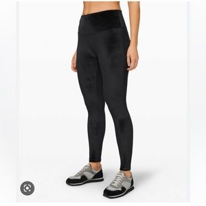 Lululemon Wunder Under Velvet Leggings High Rise Tight 28” Black Size 4